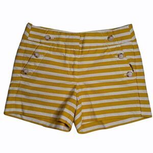 LOFT Striped Nautical Shorts Mustard Beige 0